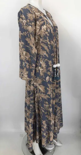 LITTLE.BABY.KITTY Gray Beige Print Maxi Length Size MEDIUM (M) Dress