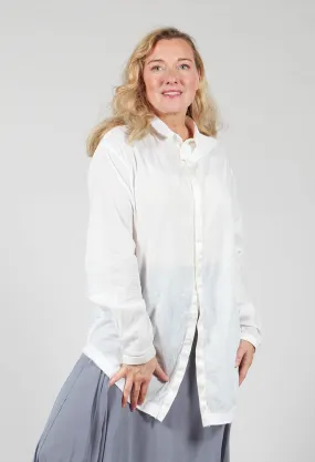 Long Shirt with Ruffle Shoulder Detail in White