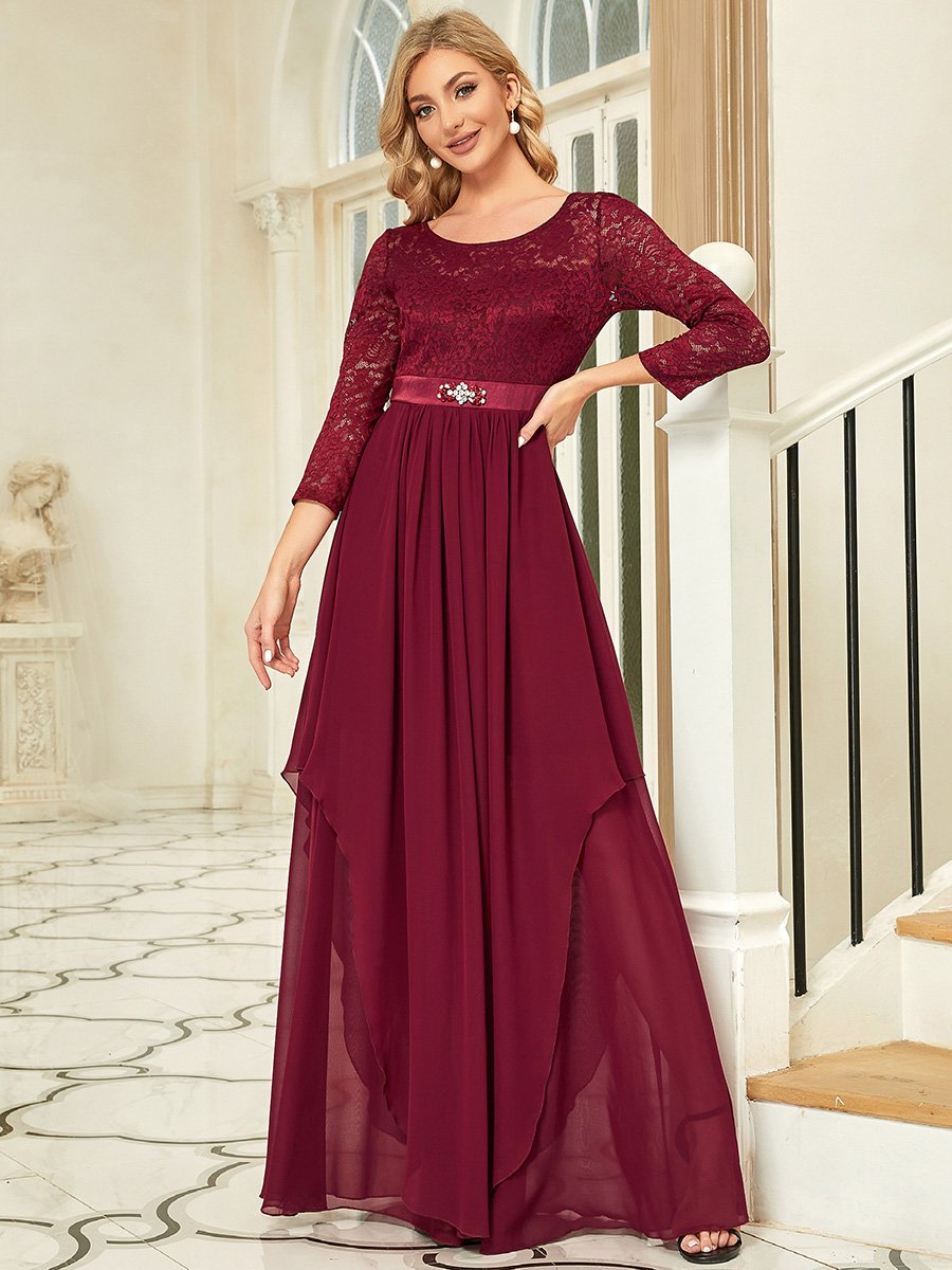 Long Sleeve Lace/ Chiffon Dress Plus Size 26 Style 59007