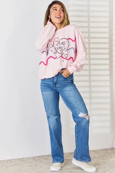 Love You Heart Sequin Sweatshirt