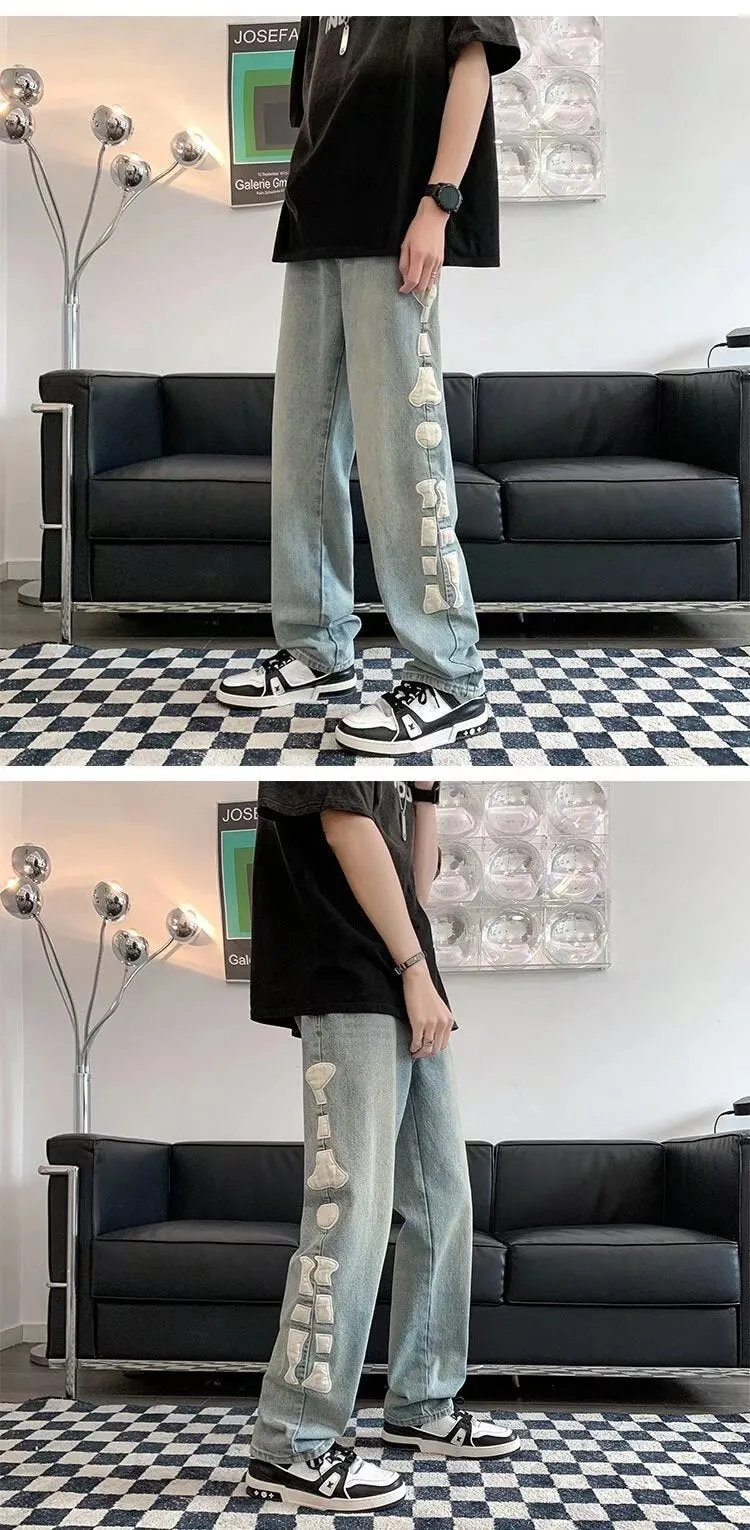 Men's Summer Korean Version Thin Denim Loose Straight Leg Pants