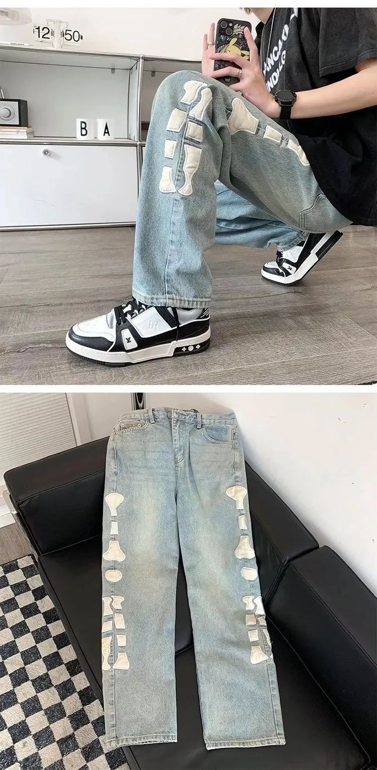 Men's Summer Korean Version Thin Denim Loose Straight Leg Pants