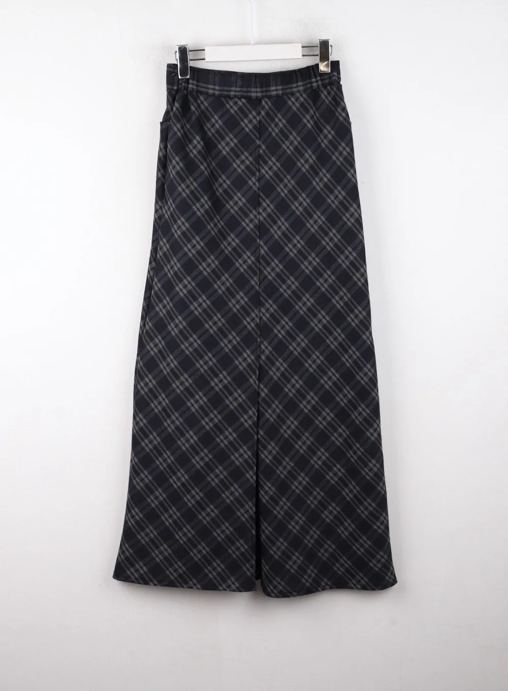 Mid Waist Check Pocket Zip Maxi Skirt CD328