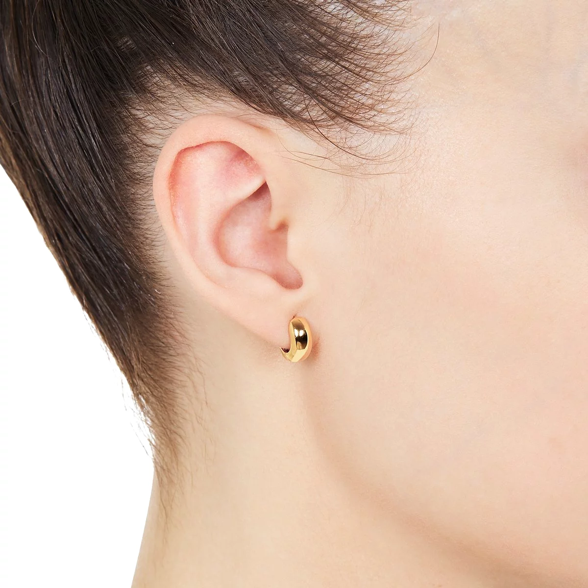 Najo Dora Oval Huggie Yellow Gold Earrings