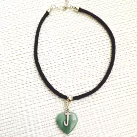 Natural Stone Personalized Heart Initial Pendant Choker