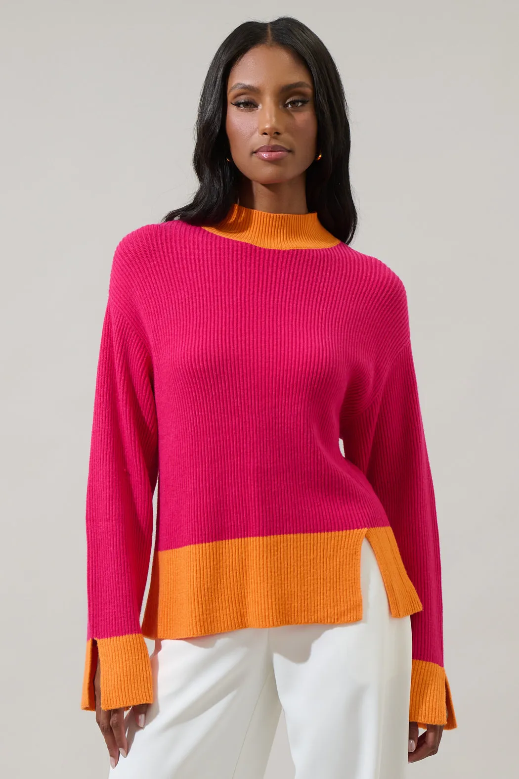 Paula Colorblock Wide Sleeve Sweater