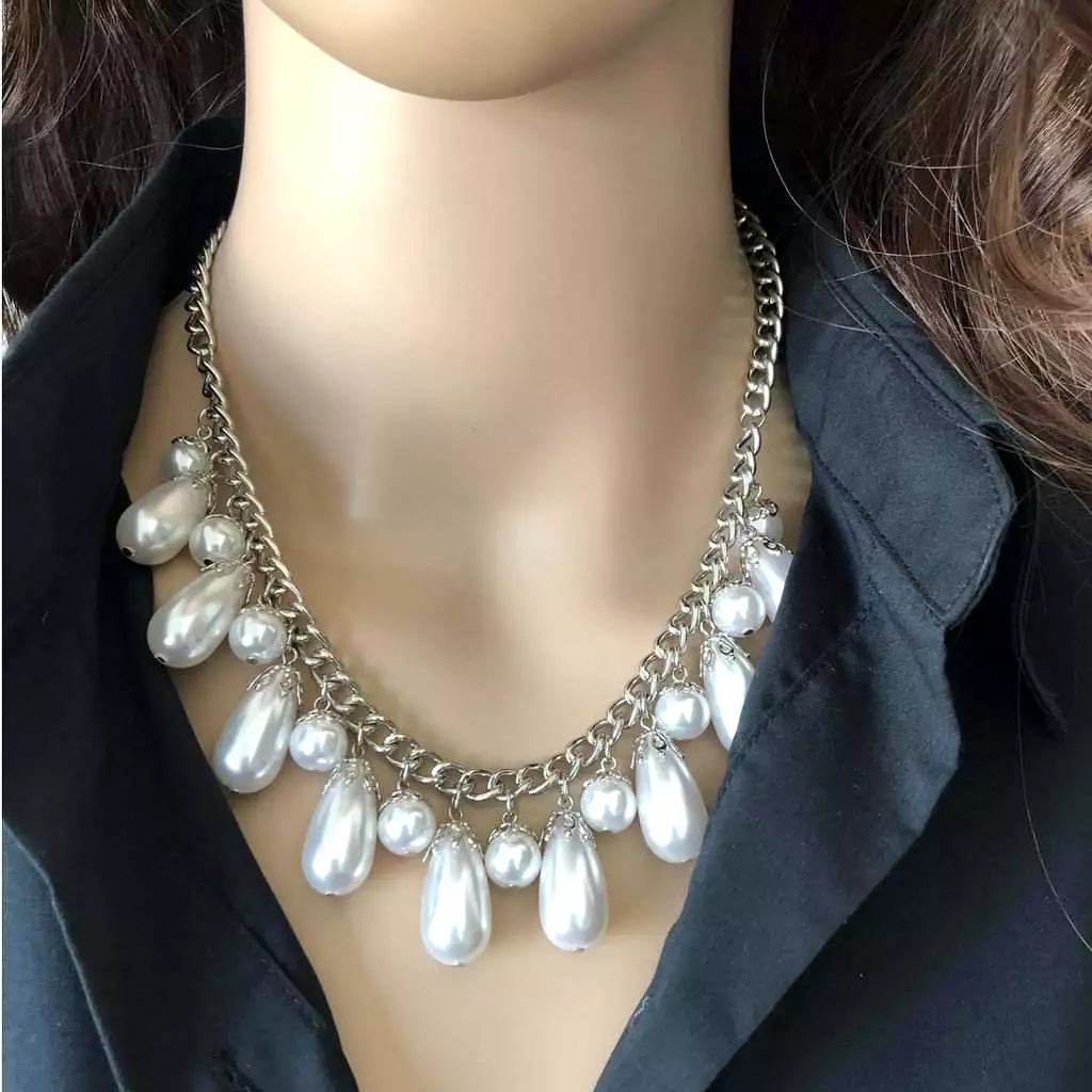 Pearl Drop Statement Necklace