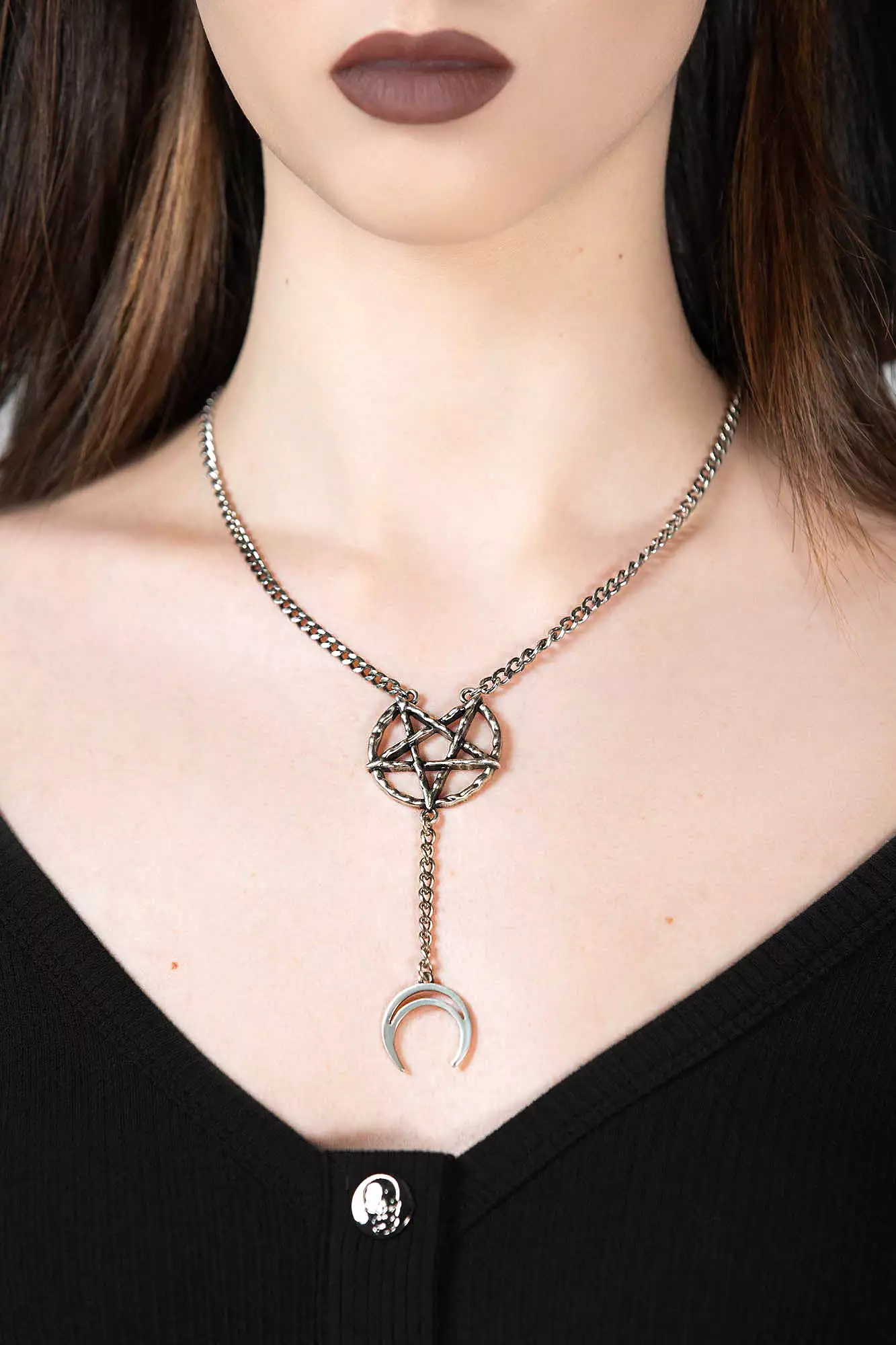 Pentagram Moon Drop Choker