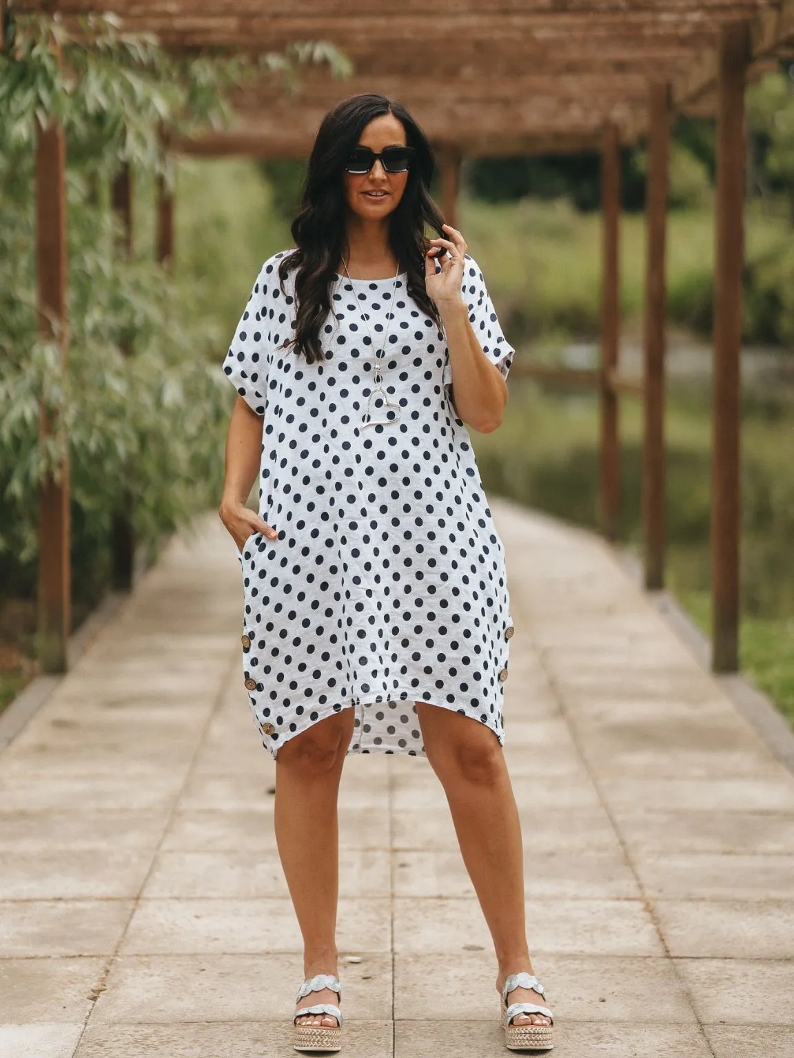 Polka Dot Button Dress Lilly