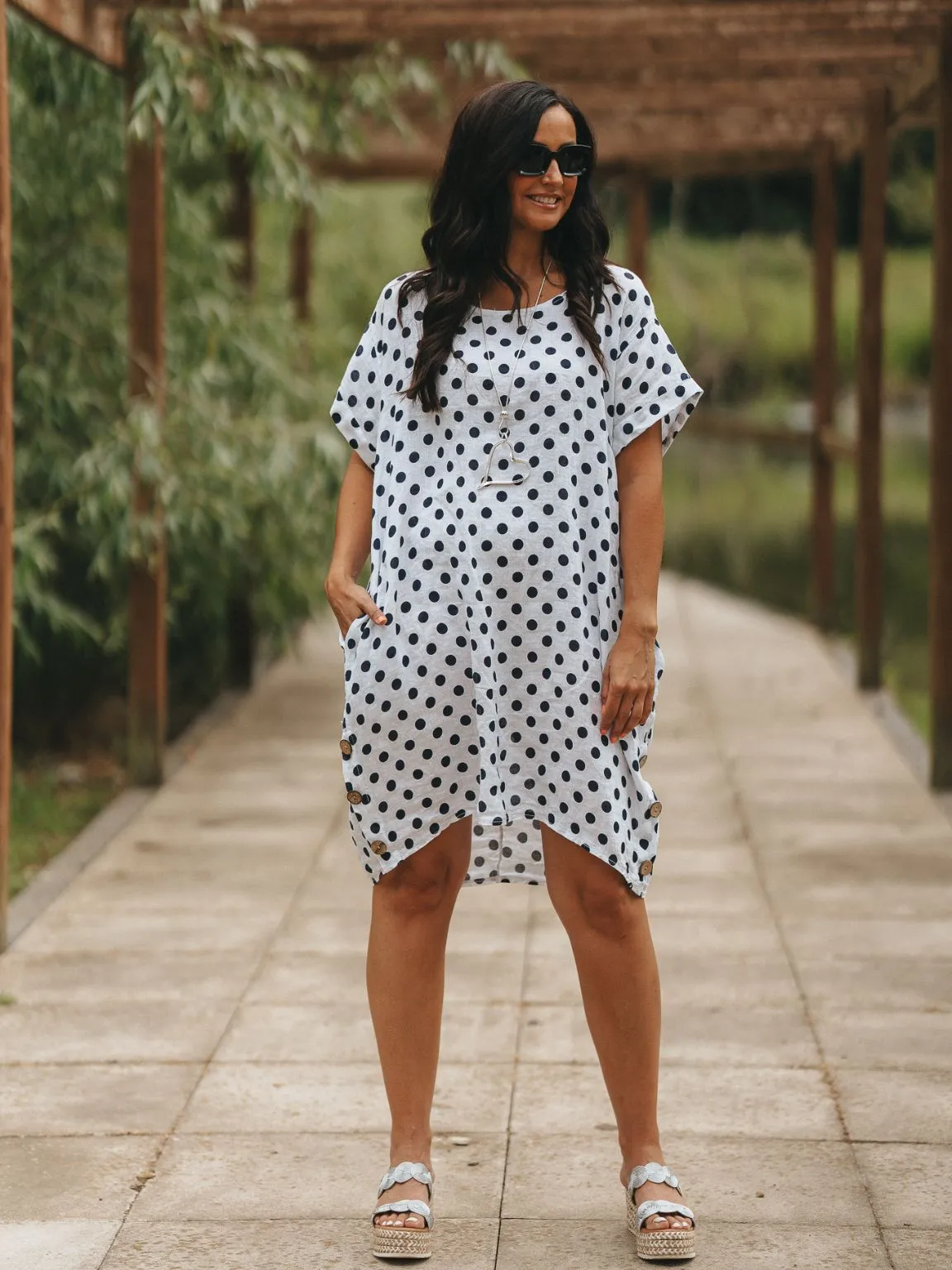 Polka Dot Button Dress Lilly