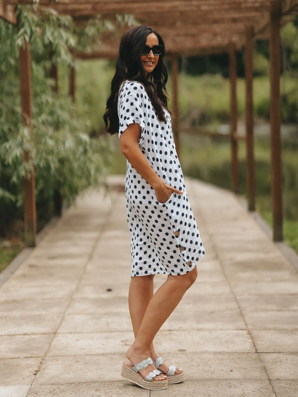 Polka Dot Button Dress Lilly