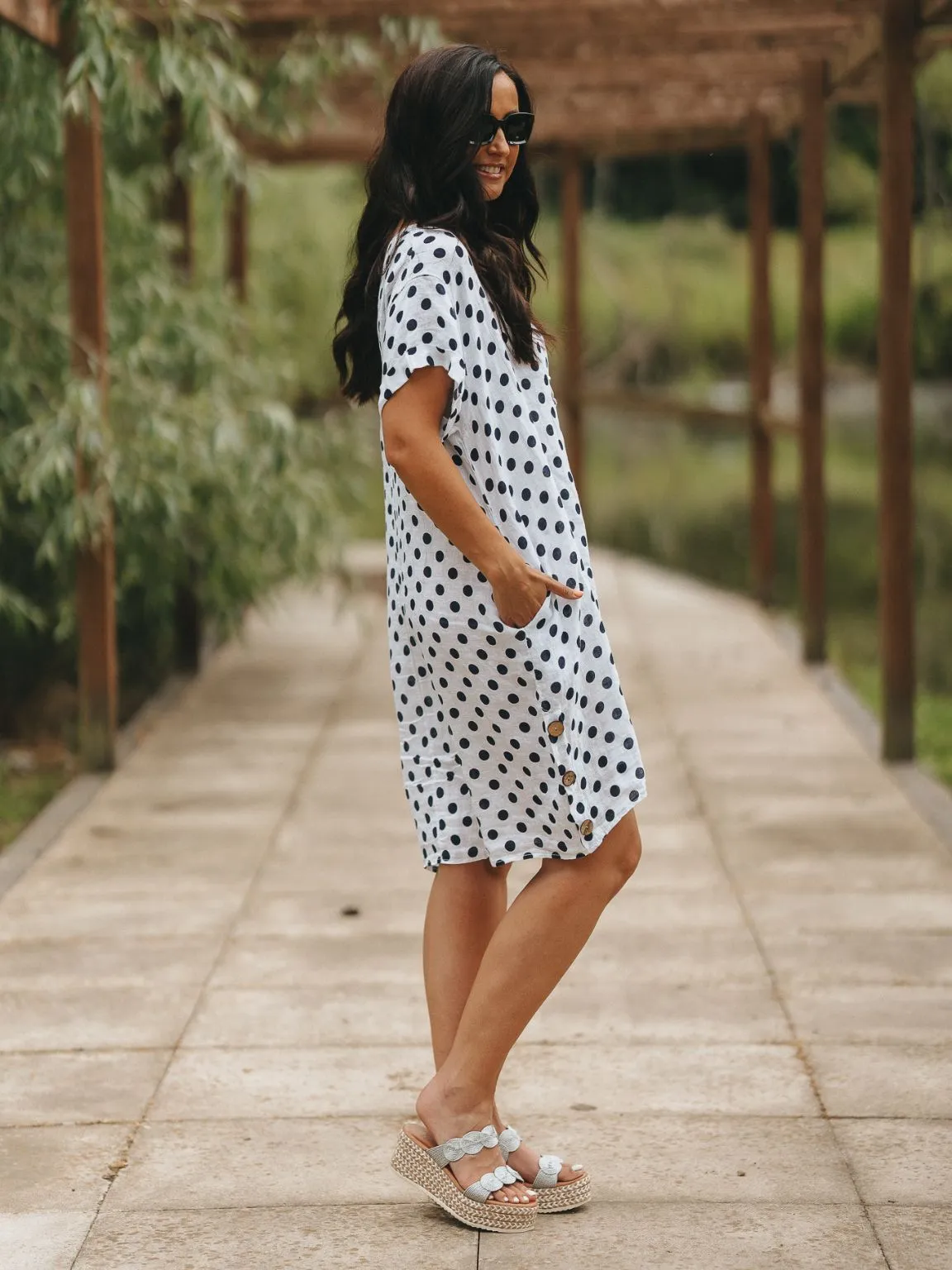 Polka Dot Button Dress Lilly