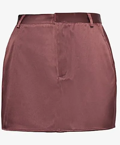 Pretty Lavish Womens Deep Wine Beck welt-pocket satin mini skirt