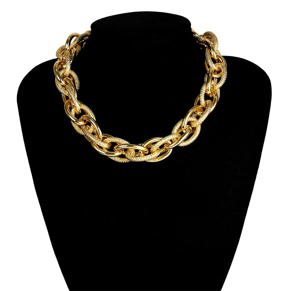 Punk Multi Layered Gold Color Chain Choker Necklace Jewelry for Women Hip Hop