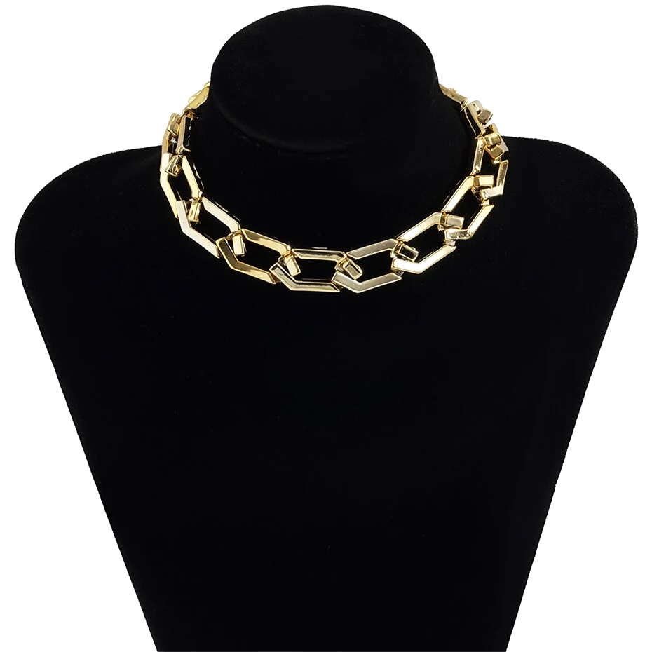 Punk Multi Layered Gold Color Chain Choker Necklace Jewelry for Women Hip Hop