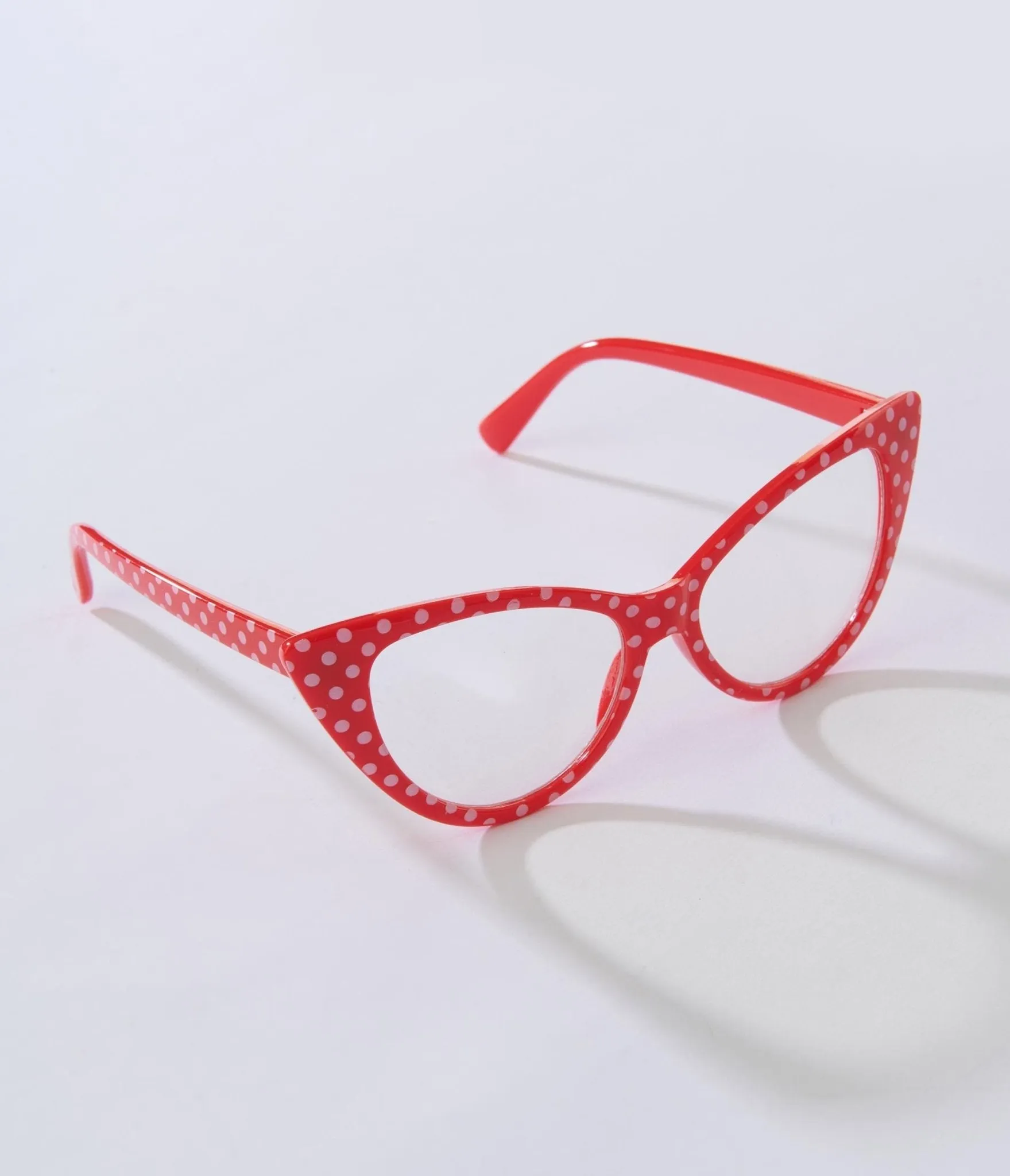 Red & White Polka Dot Cat Eye Glasses