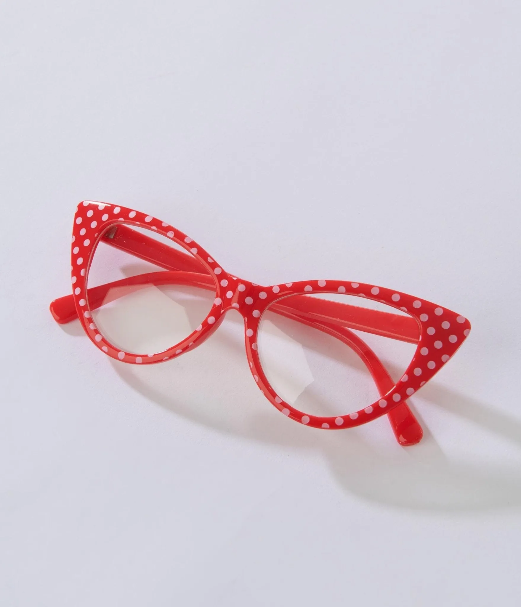 Red & White Polka Dot Cat Eye Glasses