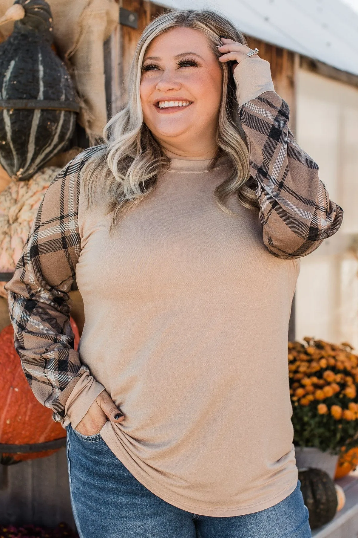 Reminders Of Fall Long Sleeve Top- Mocha