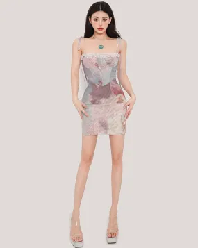 Renaissance Pastel Color Spaghetti Strap Slim Corset Mini Dress