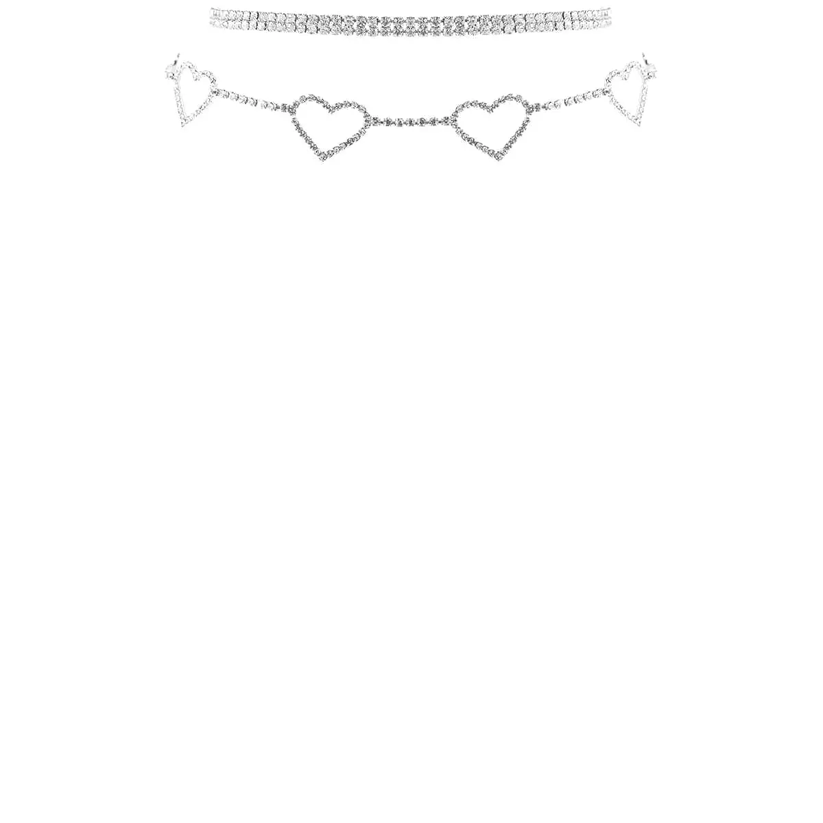 Rhinestone 5 Heart Choker Necklace