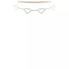 Rhinestone 5 Heart Choker Necklace