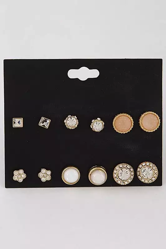 Rhinestone Stud Earring Set