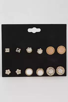 Rhinestone Stud Earring Set