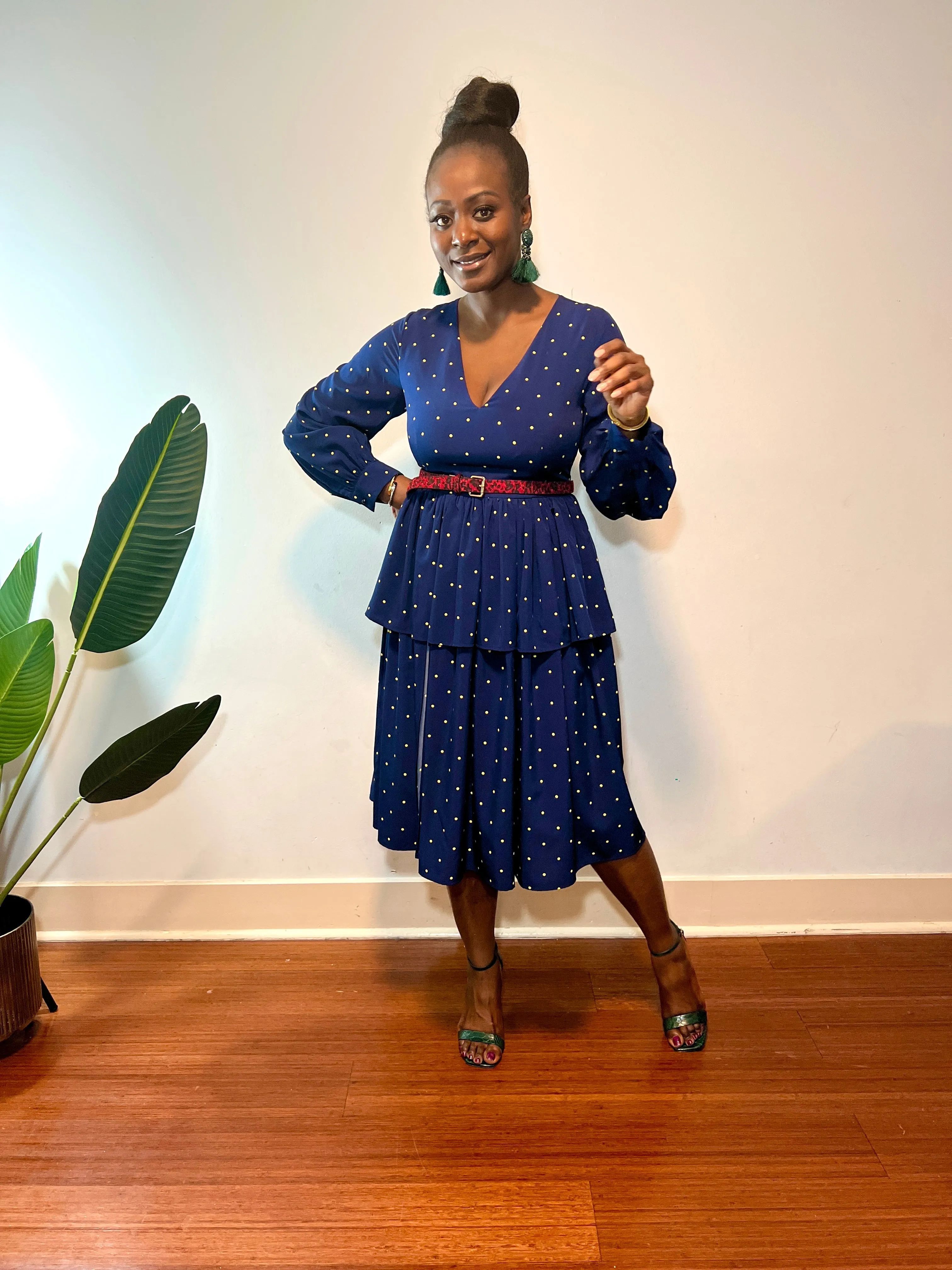 Ronike Blue Polka dot Dress