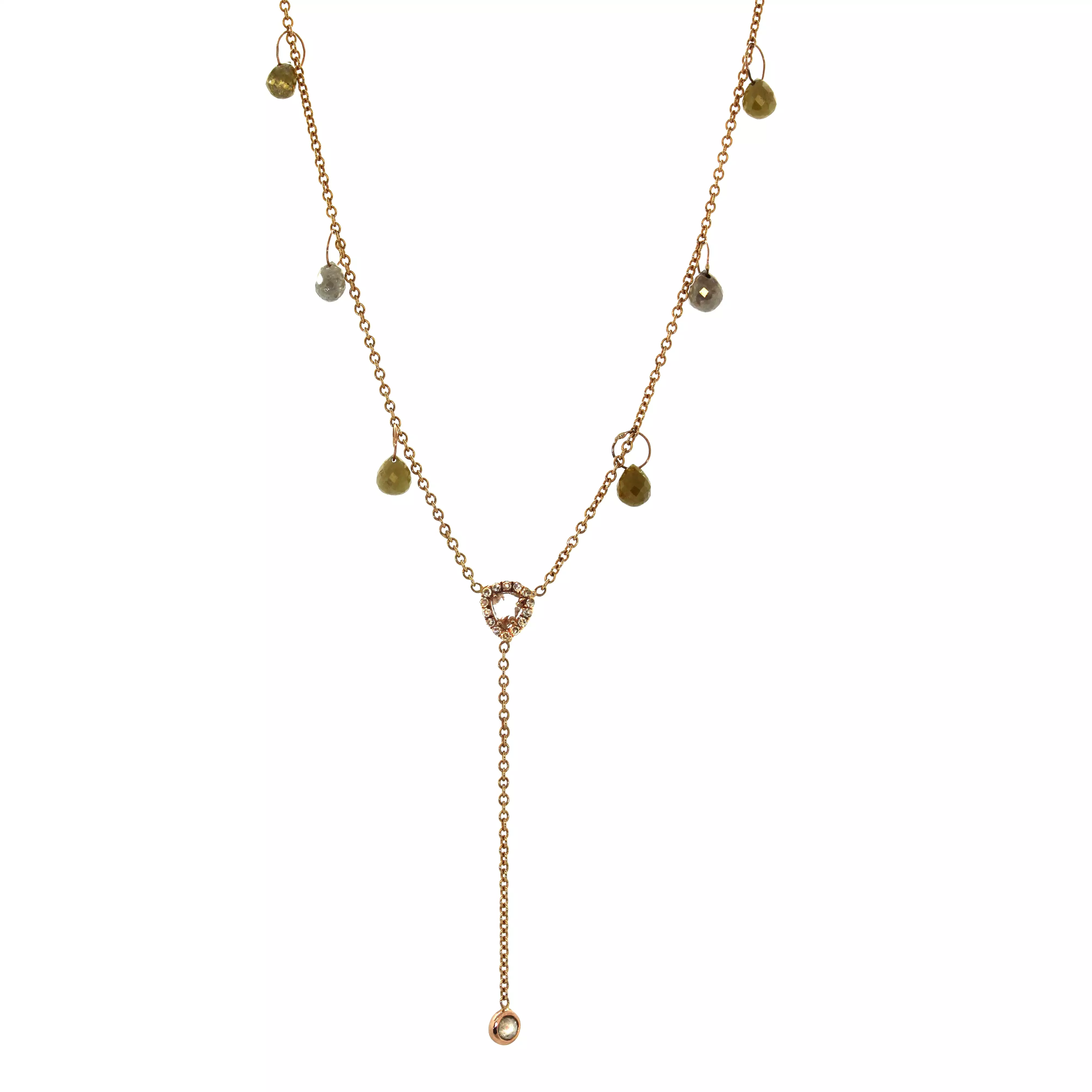 Rose & Raw Diamond Drop Necklace