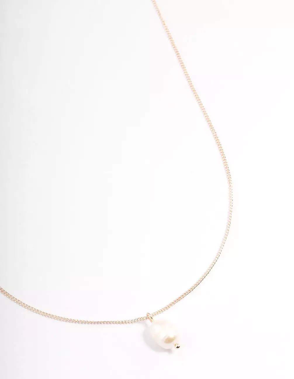 Rose Gold Freshwater Pearl Drop Necklace