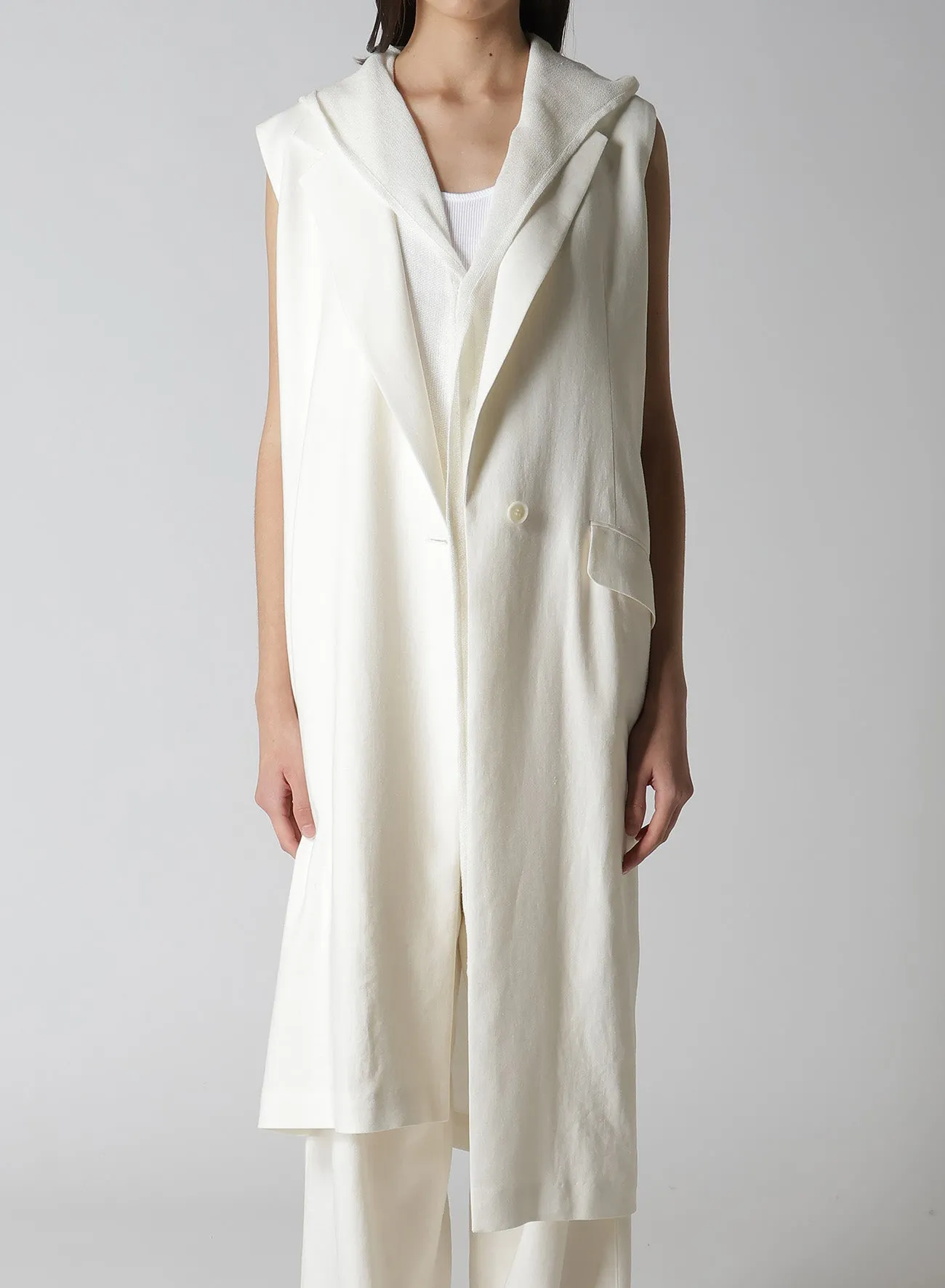 RY/LI CANVAS SLEEVELESS ASYMMETERIC JACKET