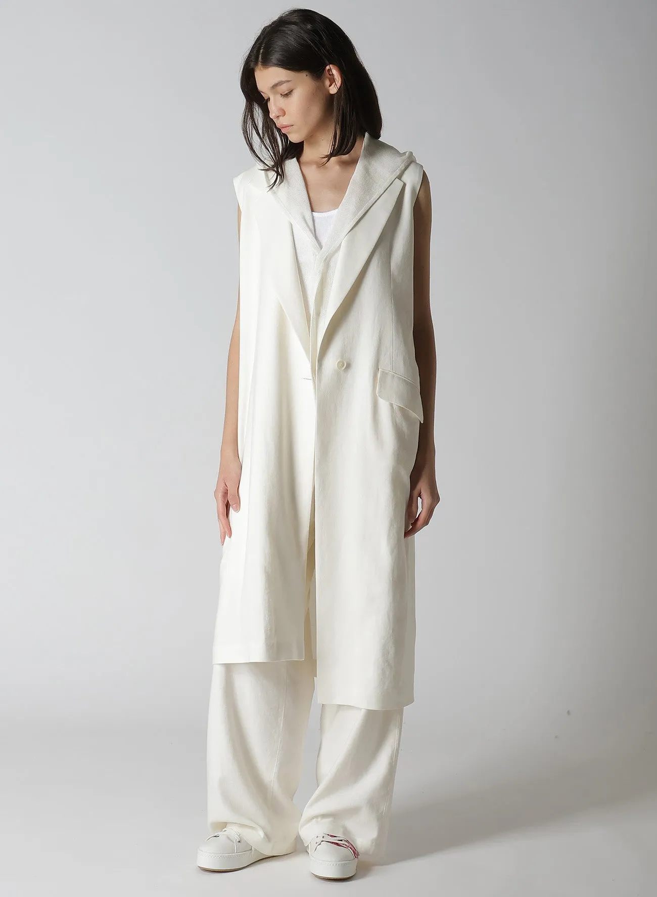 RY/LI CANVAS SLEEVELESS ASYMMETERIC JACKET