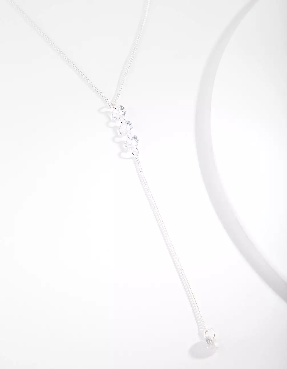 Silver Cubic Zirconia Drop Necklace