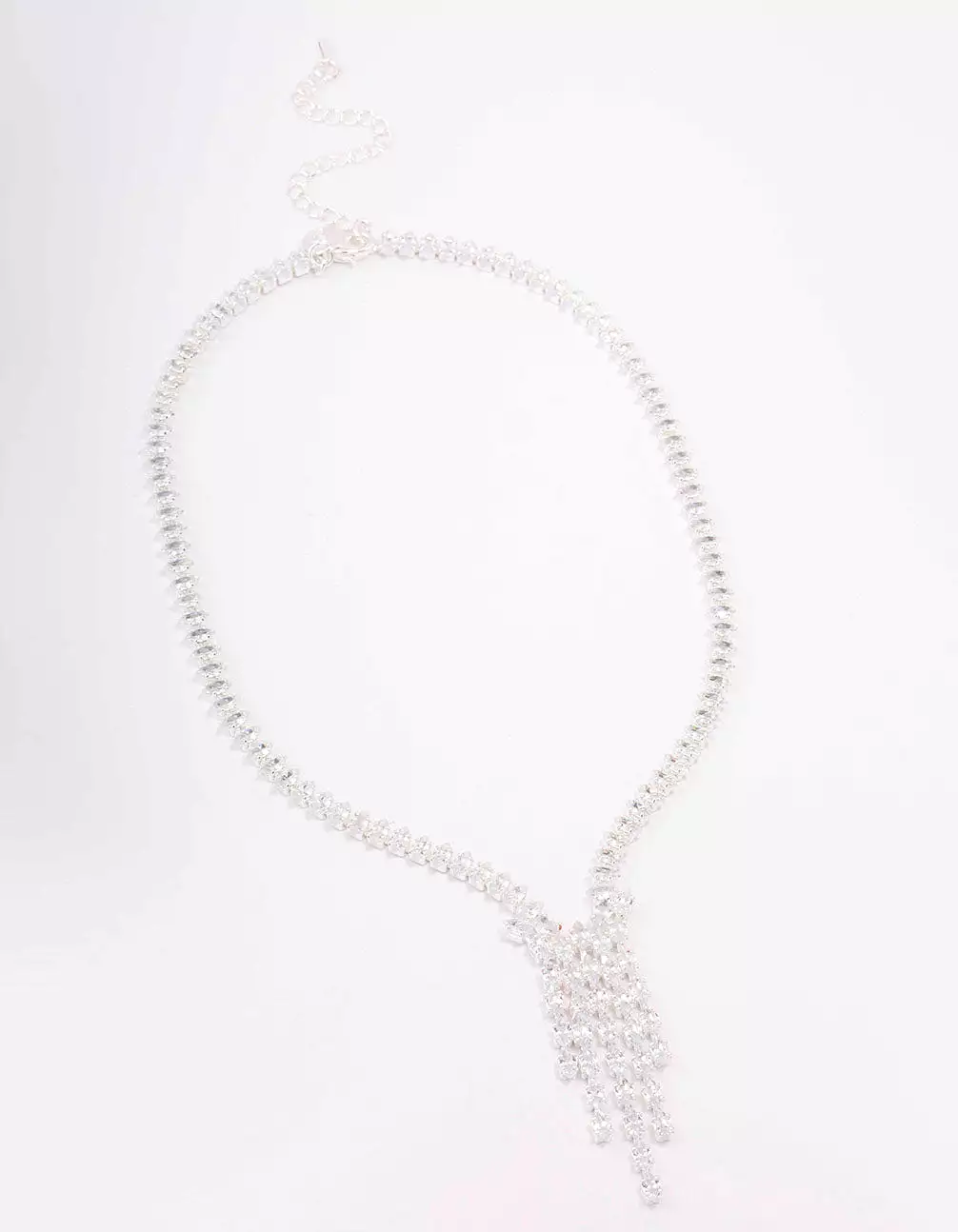 Silver Cubic Zirconia Marquise Drop Necklace