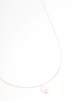 Silver Freshwater Pearl Drop Necklace