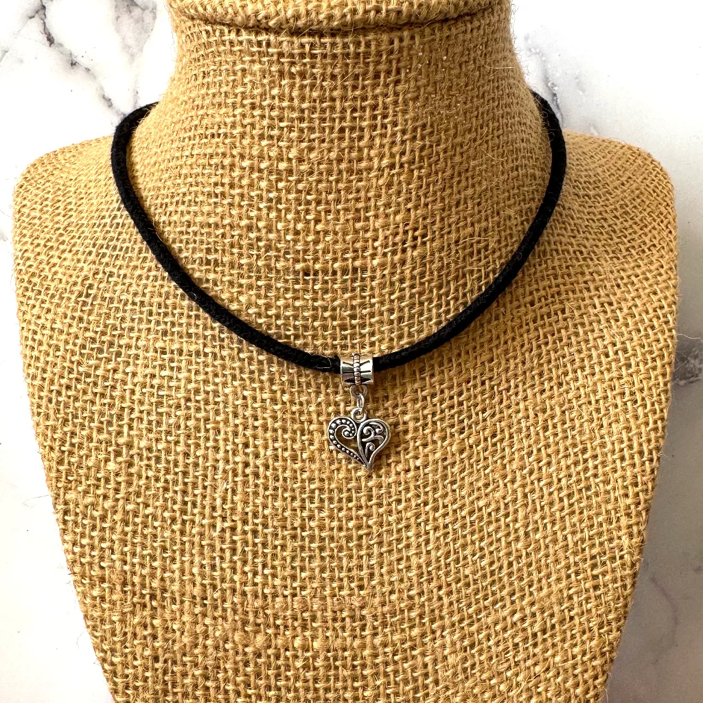 Silver Heart Choker