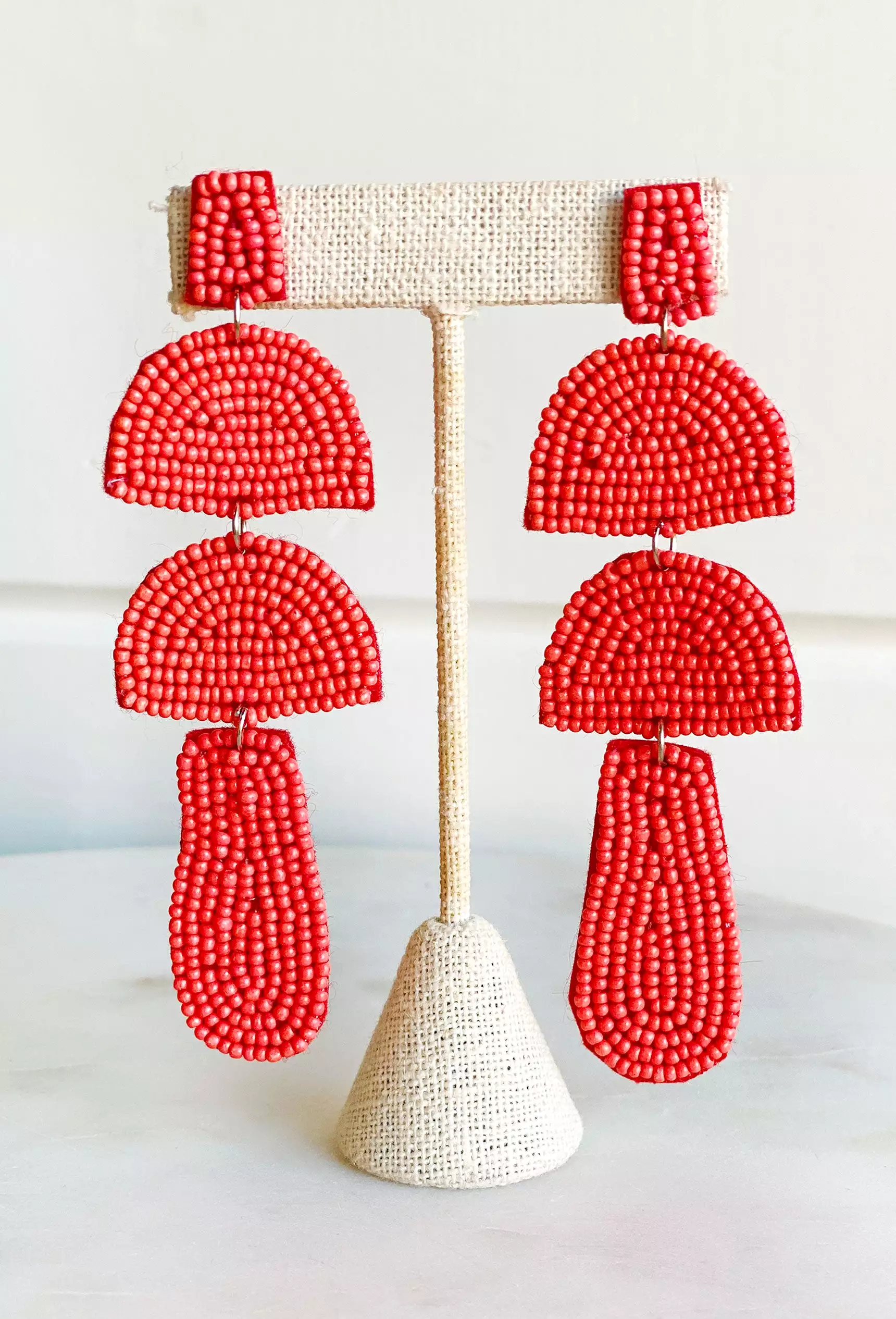 Statement Maker Beaded Earrings in Red