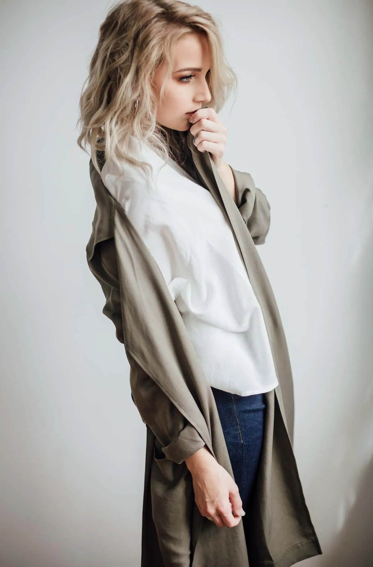 Tencel Trench Coat - gray