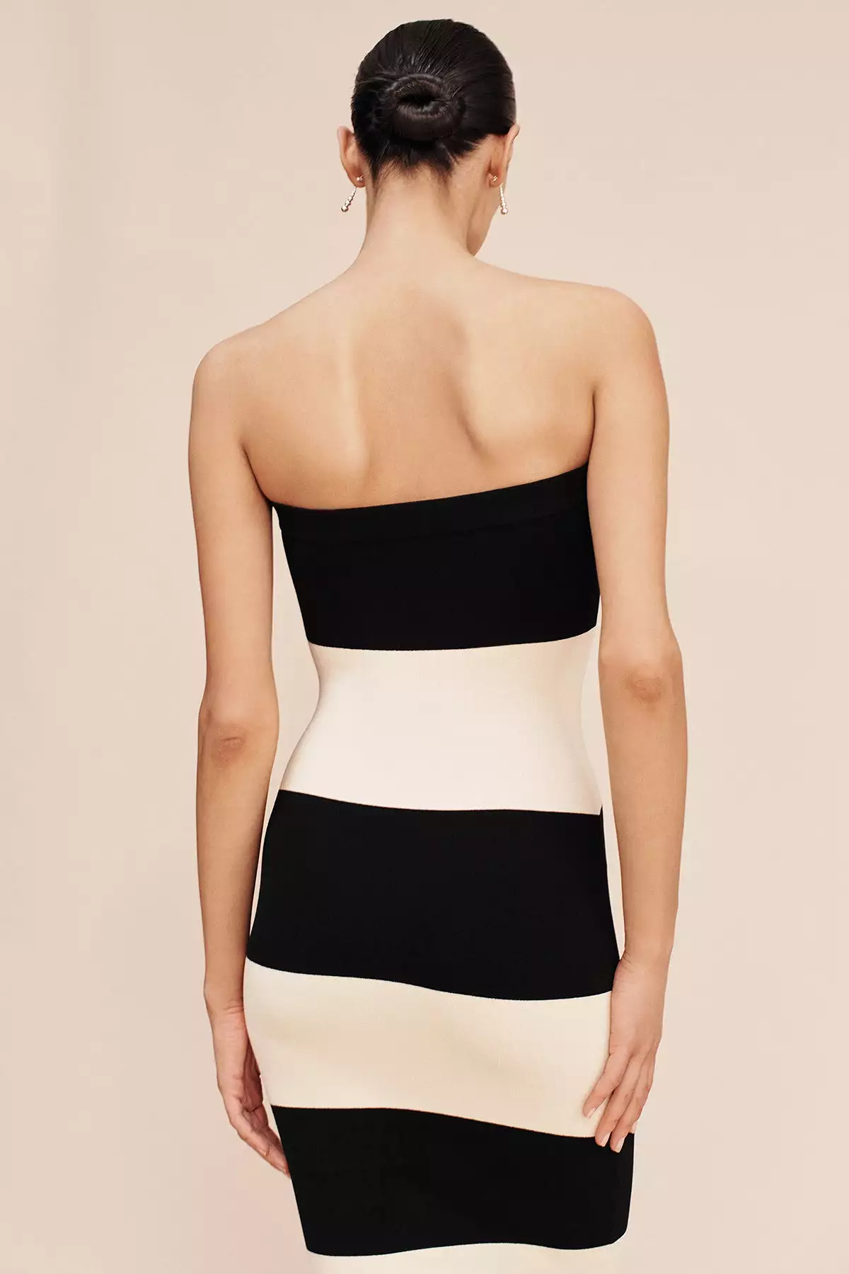 THEO STRAPLESS DRESS - BLACK STRIPE