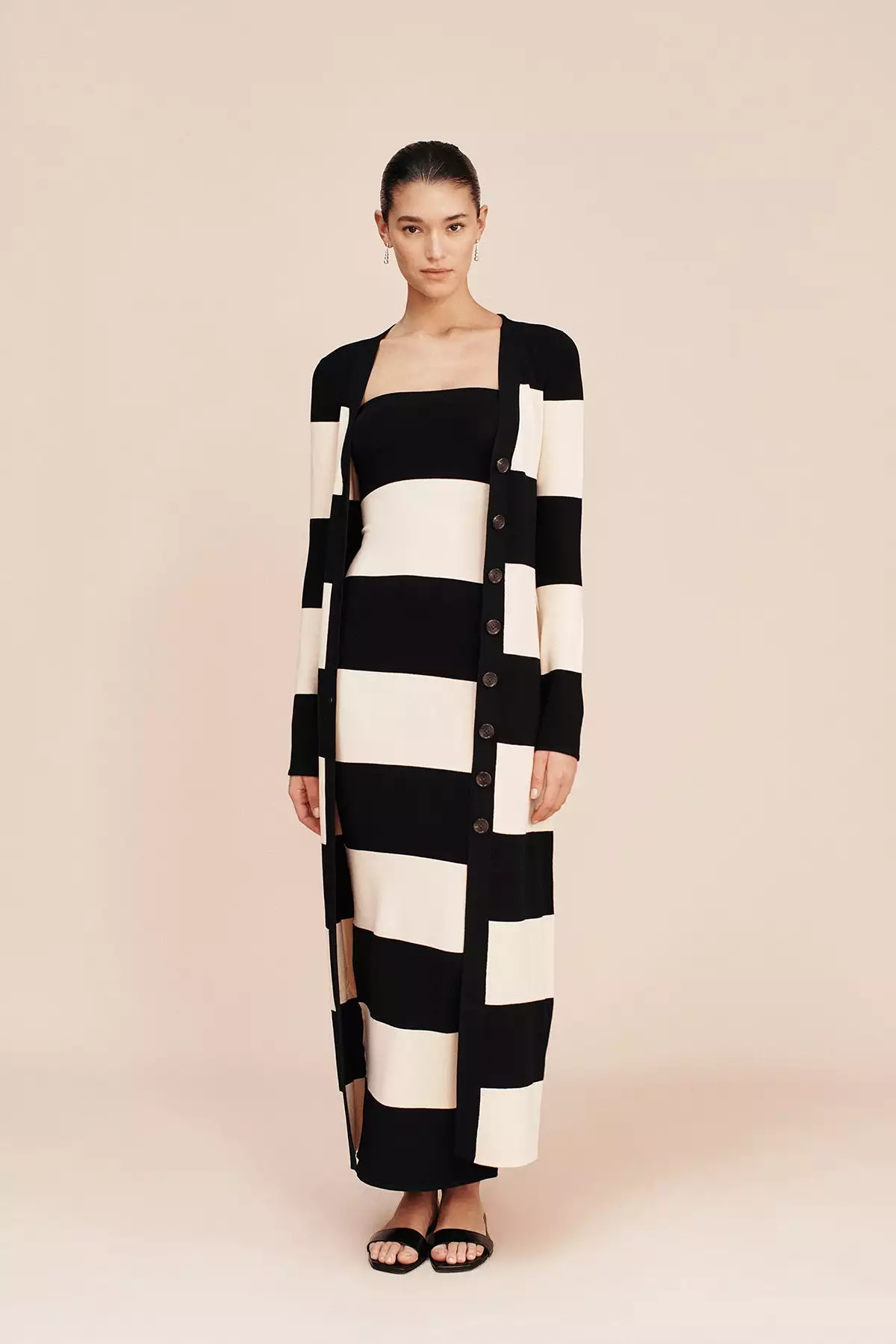 THEO STRAPLESS DRESS - BLACK STRIPE