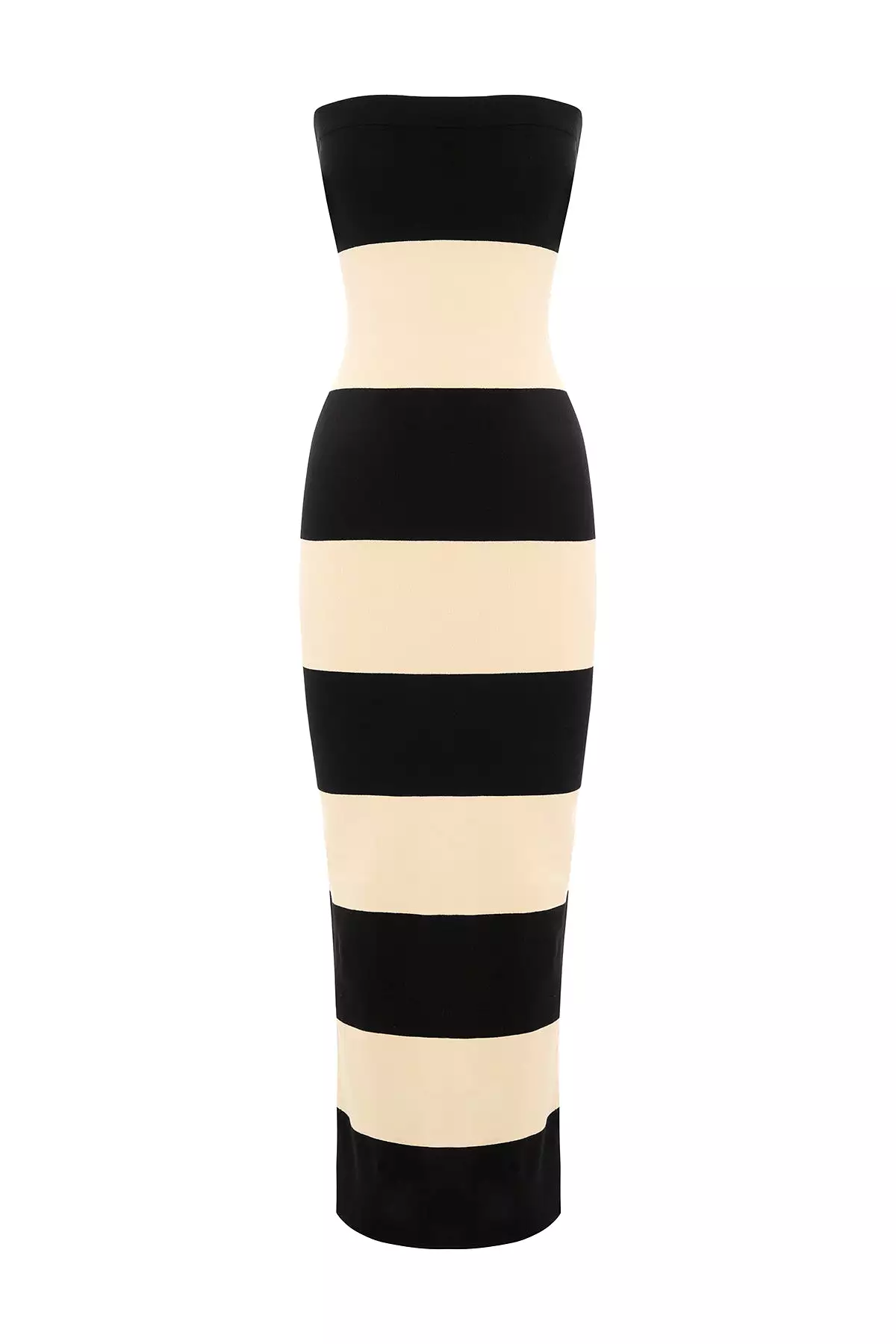 THEO STRAPLESS DRESS - BLACK STRIPE