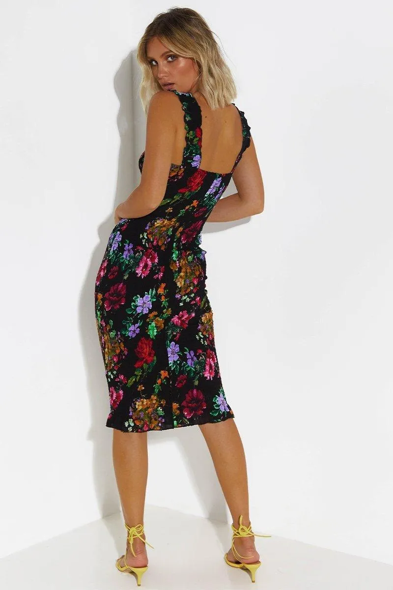 Tina Dress - Black Floral