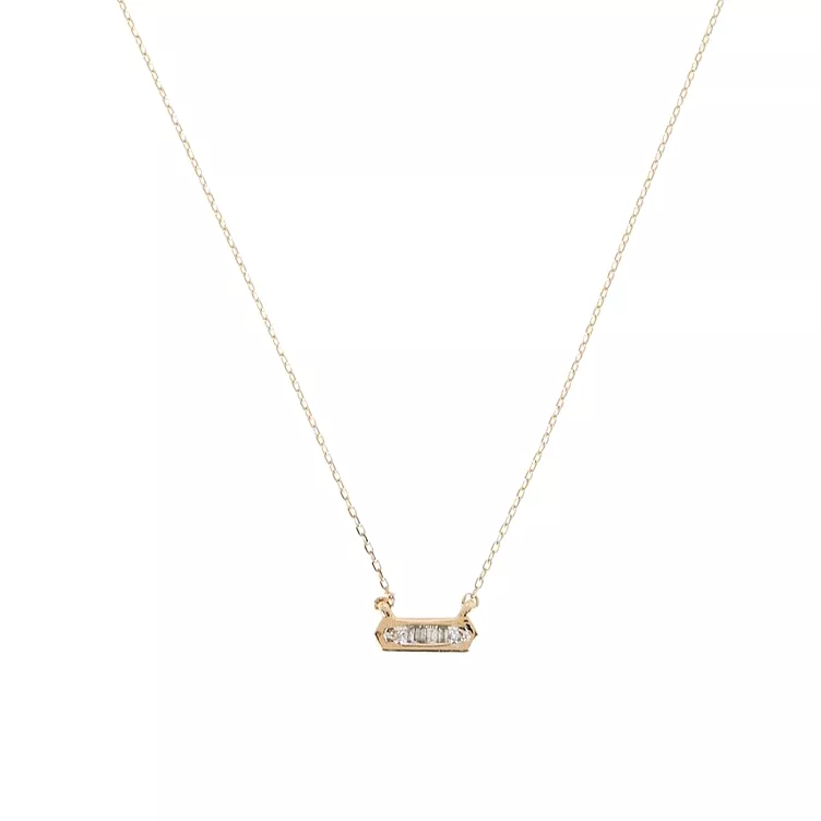 Tiny Baguette Bar Necklace