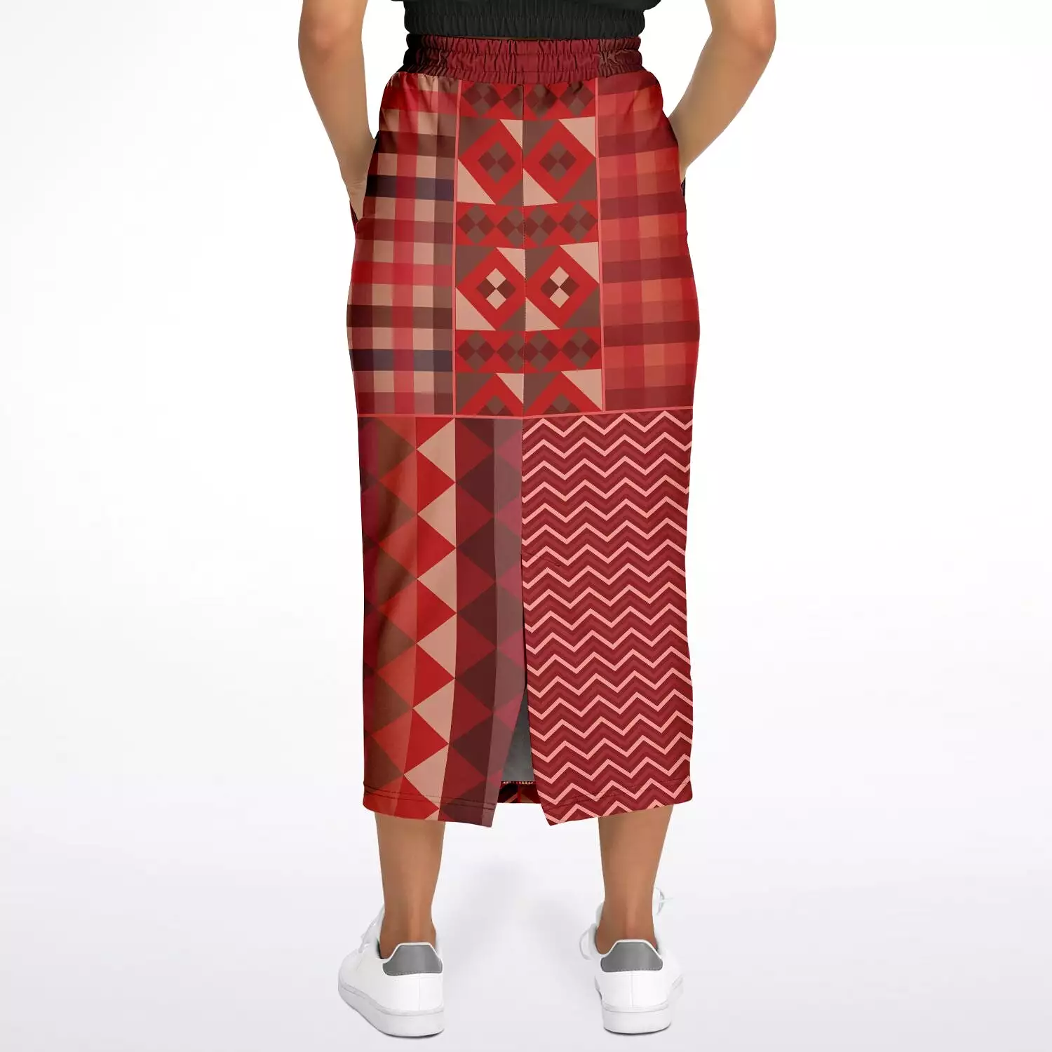 Toscana Red Eco-Poly Long Pocket Skirt