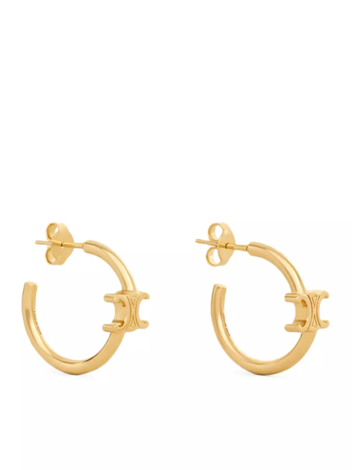 TRIOMPHE ASYMMETRIC HOOP EARRINGS IN BRASS GOLD FINISH