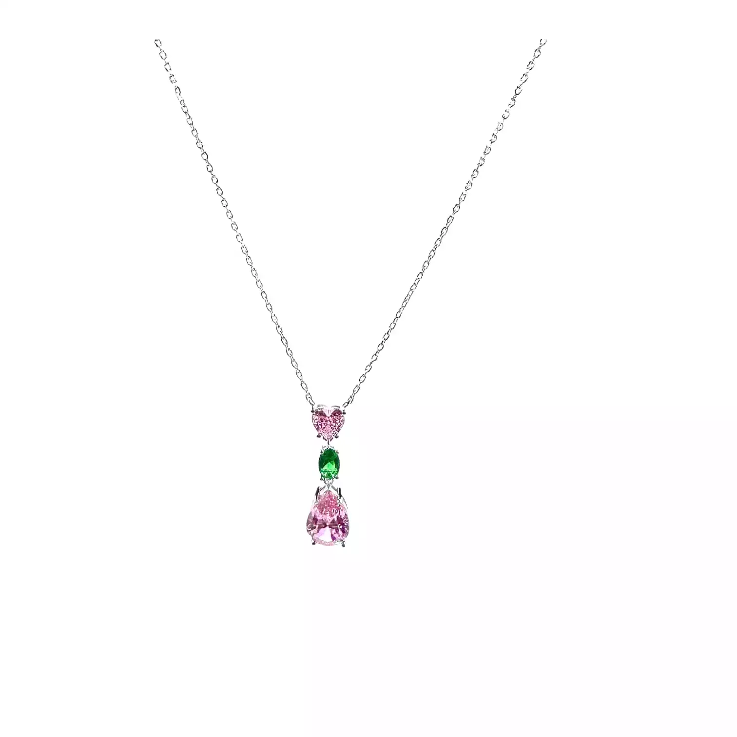 Victoria Pink and Green Drop Necklace