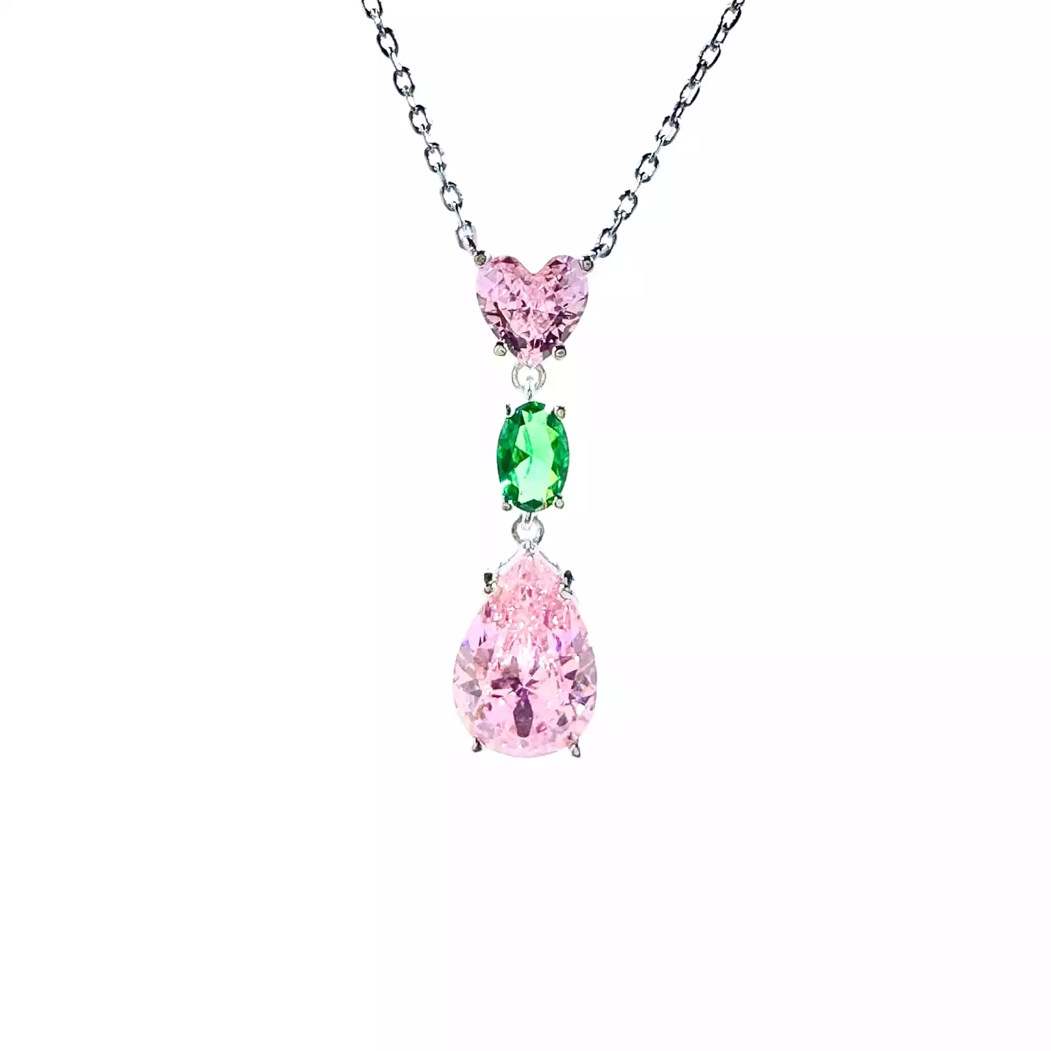 Victoria Pink and Green Drop Necklace