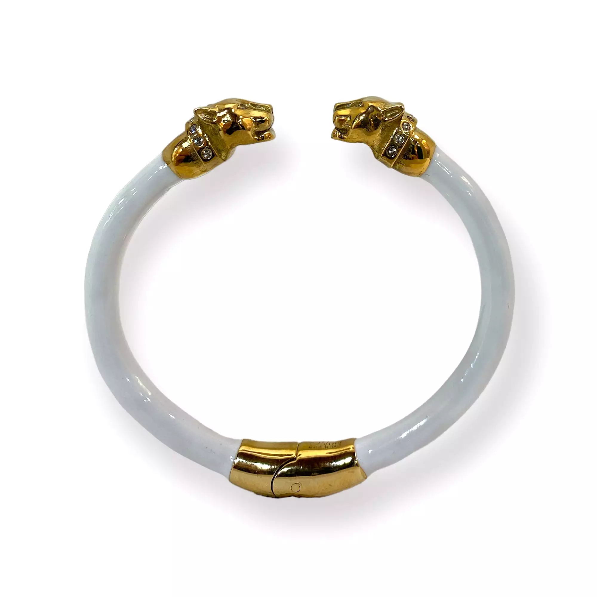 WHITE PANTHER BRACELET MICRO GOLD HEAD