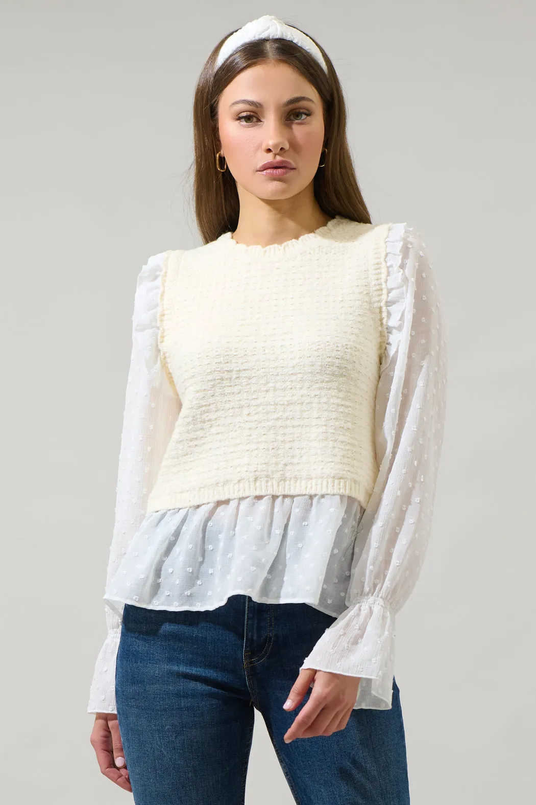 Willette Ruffle Sweater Vest Top