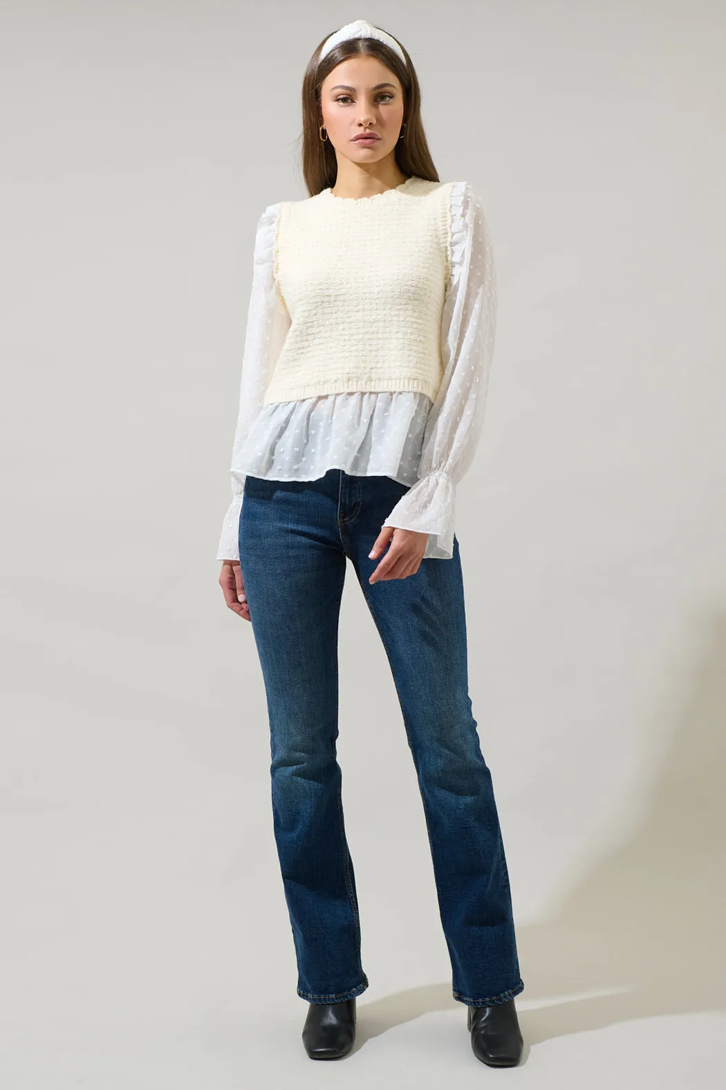 Willette Ruffle Sweater Vest Top